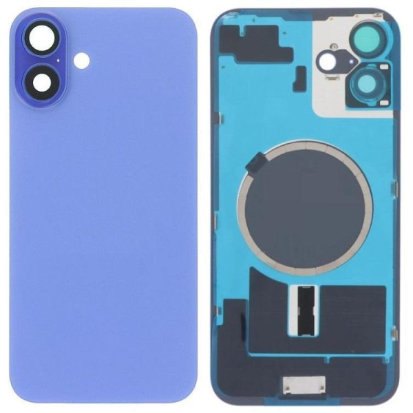 Tapa Trasera Con Soporte Metal Con Iman Y Lente De Camara Para Iphone 16 Plus Azul