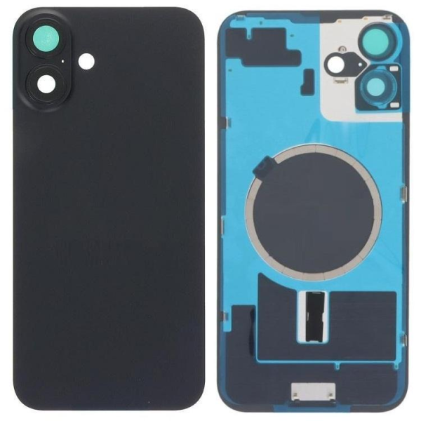 Tapa Trasera Con Soporte Metal Con Iman Y Lente De Camara Para Iphone 16 Plus Negro