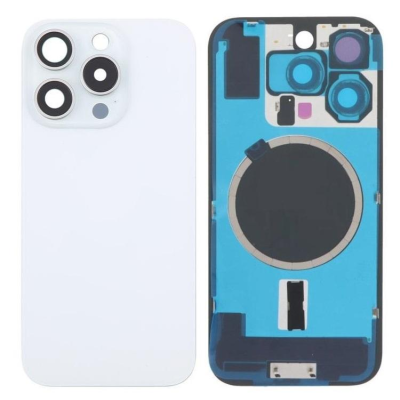 Tapa Trasera Con Soporte Metal Con Iman Y Lente De Camara Para Iphone 16 Pro Blanco