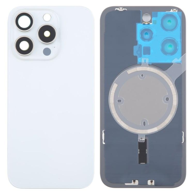 Tapa Trasera Con Soporte Metal Con Iman Y Lente De Camara Para Iphone 16 Pro Max Blanco