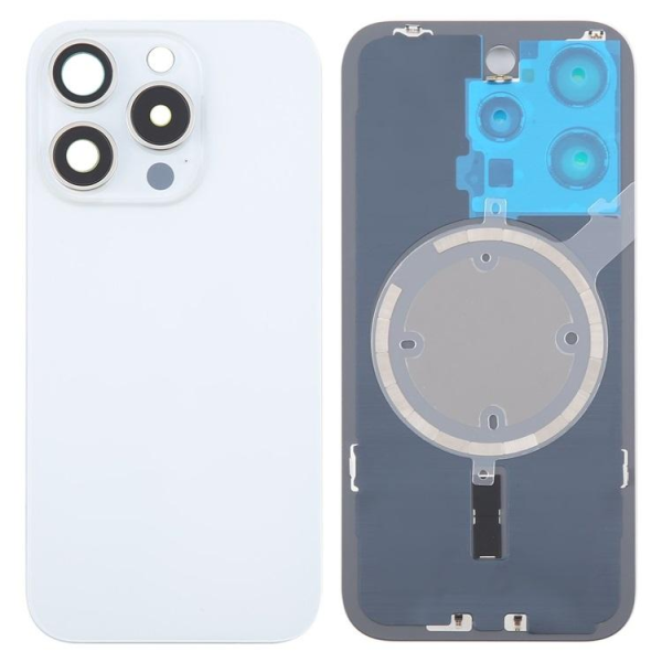 Tapa Trasera Con Soporte Metal Con Iman Y Lente De Camara Para Iphone 16 Pro Max Blanco