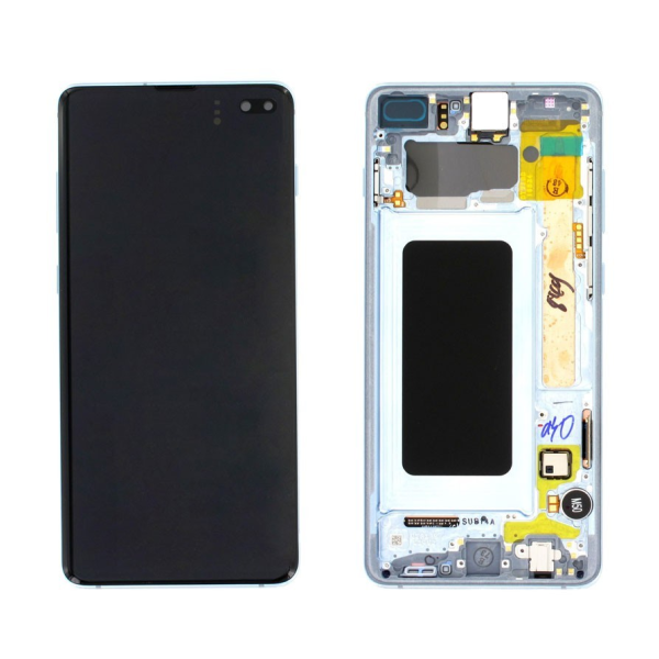 Pantalla Completa Original Servicepack Para Samsung S10 Plus G975 Con Marco Blanca