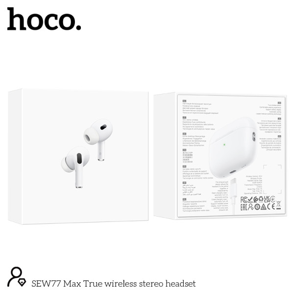 Hoco SEW77 Max Auriculares TWS Inalambrico Estereo Verdadero Con Carga Inalambrica 7h Autonomia Con Carga Inalambrica