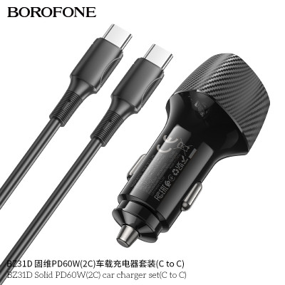 Borofone BZ31D Cargador Completo PD60W (2C) Para Coche Guwei Con Cable Type C a Type C