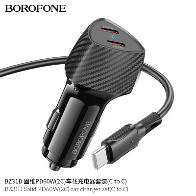 Borofone BZ31D Cargador Completo PD60W (2C) Para Coche Guwei Con Cable Type C a Type C