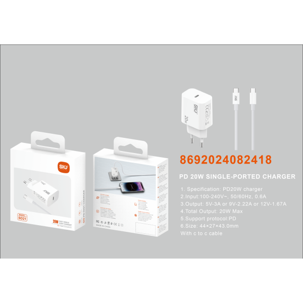 Sio. SD21 Cargador PD20W (1C) (C-C)