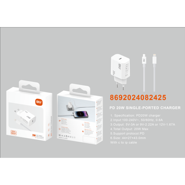 Sio. SD21 Cargador PD20W (1C) (C-L)