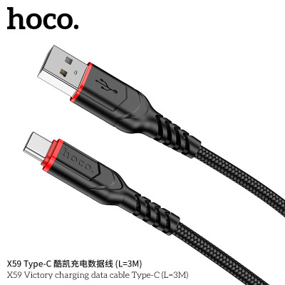 Hoco X59 Cable Carga / Datos USB - Type C 3M Tipo Nylong