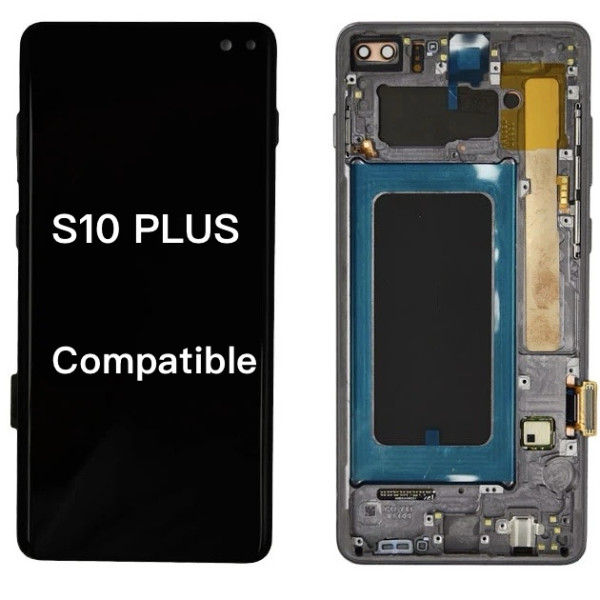 Pantalla Completa Para S10 PLUS / G975 Con Marco Negro Sin Huella