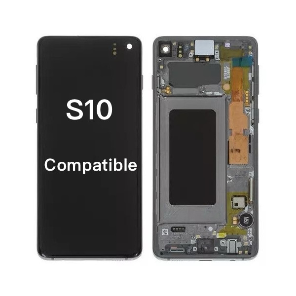 Pantalla Completa Para Samsung S10 / G973 Con Marco Negro Sin Huella