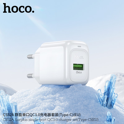 Hoco. CS52A Cargador 18W QC3.0 (USB-T)