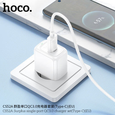 Hoco. CS52A Cargador 18W QC3.0 (USB-T)