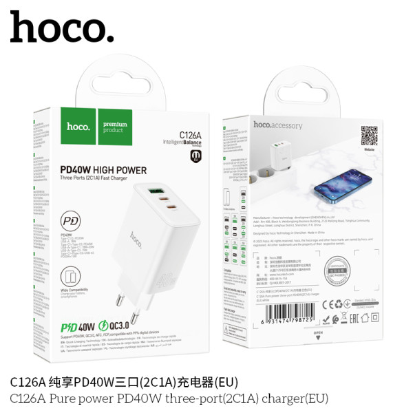 Hoco. C126A Cargador PD40W (2C1A)