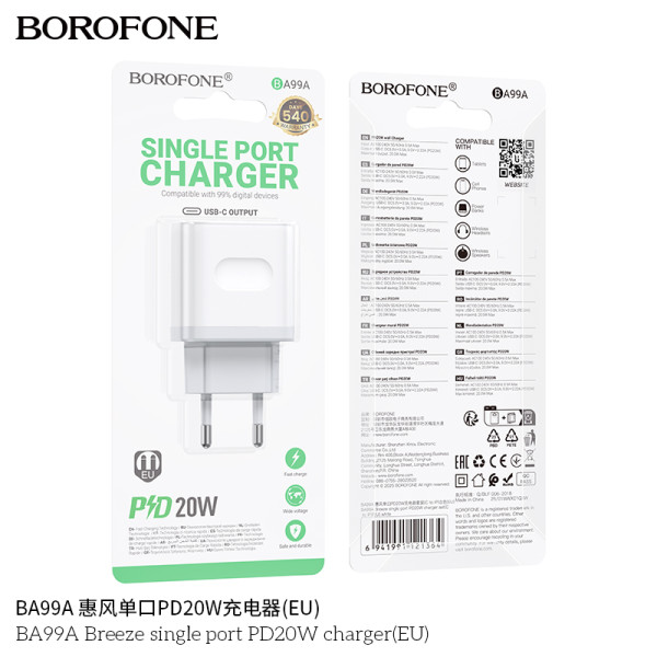 Borofone BA99A Cargador PD20W (1C)