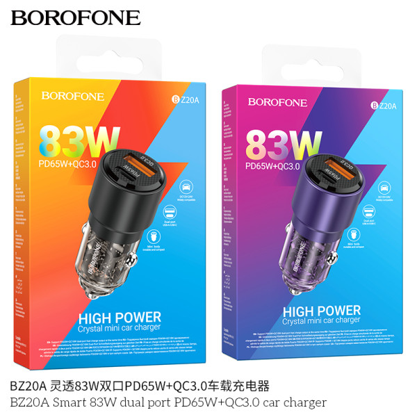 Hoco. BZ20A Cargador Coche 83W (C65W+U18W)