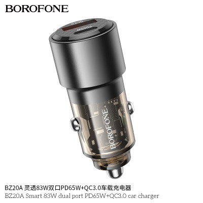 Hoco. BZ20A Cargador Coche 83W (C65W+U18W)