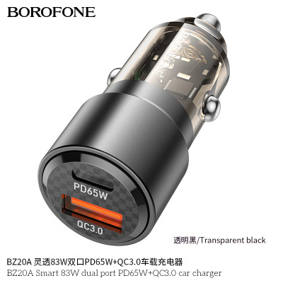 Hoco. BZ20A Cargador Coche 83W (C65W+U18W)