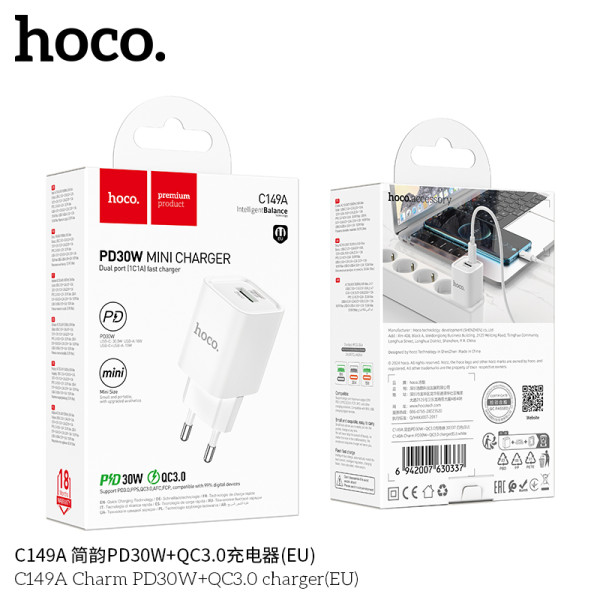 Hoco. C149A Cargador Rapido PD30W+QC3.0