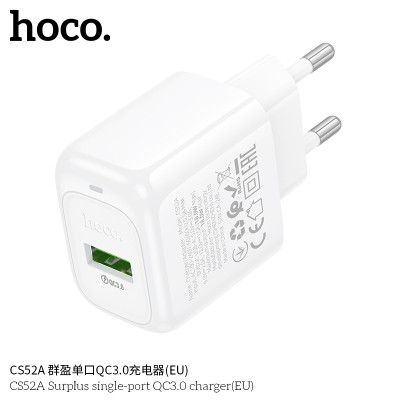 Hoco. CS52A Cargador 18W QC3.0