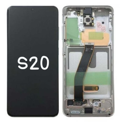 Pantalla Completa Original Servicepack Para Samsung S20 G980 Con Marco Blanca