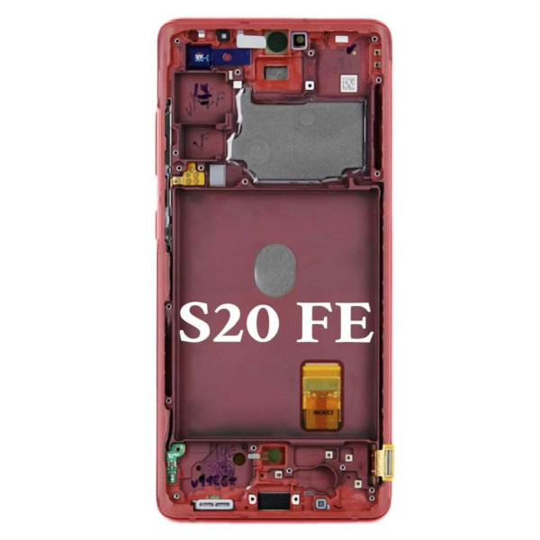 Pantalla Completa Original Servicepack Para Samsung S20 Fe (G780,G781 Con Marco Rojo )