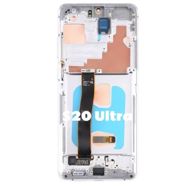 Pantalla Completa Original Servicepack Para Samsung S20 Ultra G988 Con Marco Blanca