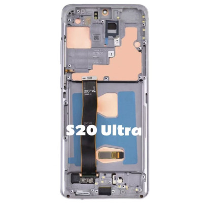 Pantalla Completa Original Servicepack Para Samsung S20 Ultra G988 Con Marco Gris