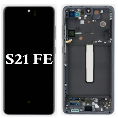 Pantalla Completa Original Servicepack Para Samsung S21 FE /G990 Con Marco-Negro/Gris