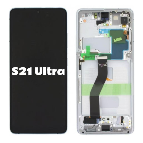 Pantalla Completa Original Servicepack Para Samsung S21 Ultra  G998  Con Marco Blanco