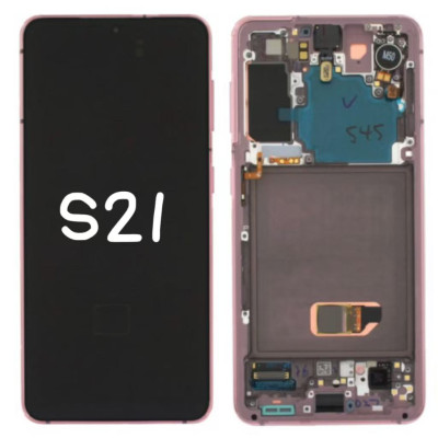 Pantalla Completa Original Servicepack Para Samsung S21 G991 Con Marco Rosa