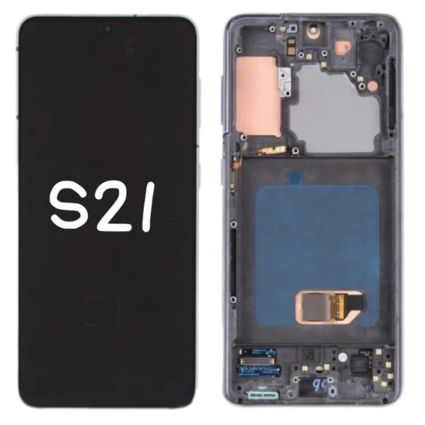 Pantalla Completa Original Servicepack Para Samsung S21 G991 Con Marco Negro
