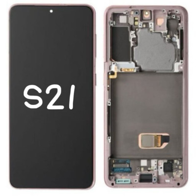 Pantalla Completa Original Servicepack Para Samsung S21 G991 Con Marco Morado