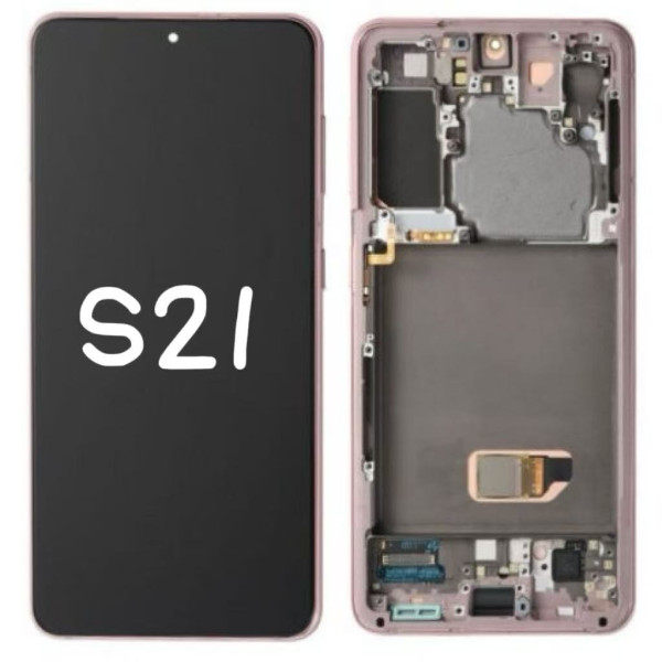 Pantalla Completa Original Servicepack Para Samsung S21 G991 Con Marco Morado