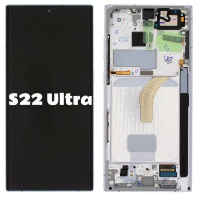 Pantalla Completa Original Servicepack Para Samsung S22 Ultra S908 Con Marco Blanco