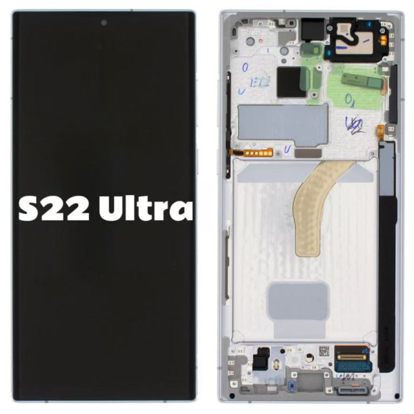 Pantalla Completa Original Servicepack Para Samsung S22 Ultra S908 Con Marco Blanco