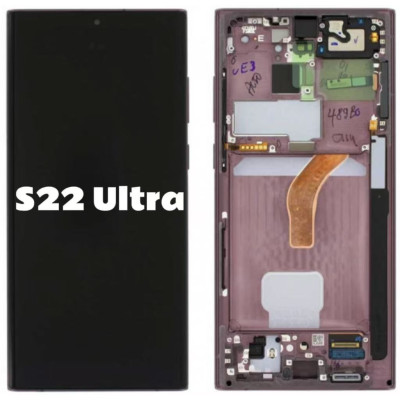 Pantalla Completa Original Servicepack Para Samsung S22 Ultra S908 Con Marco Morado