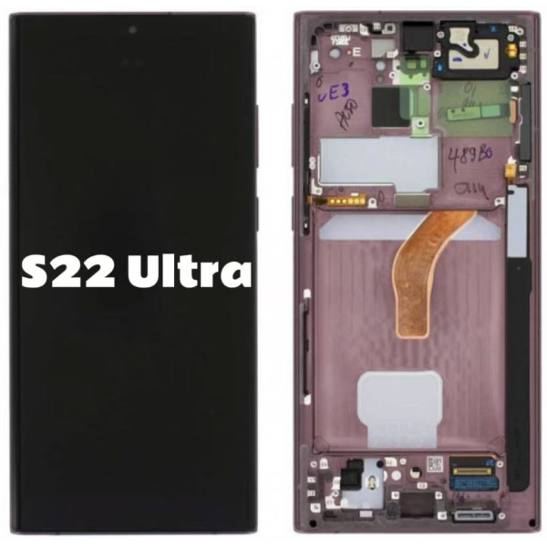 Pantalla Completa Original Servicepack Para Samsung S22 Ultra S908 Con Marco Morado