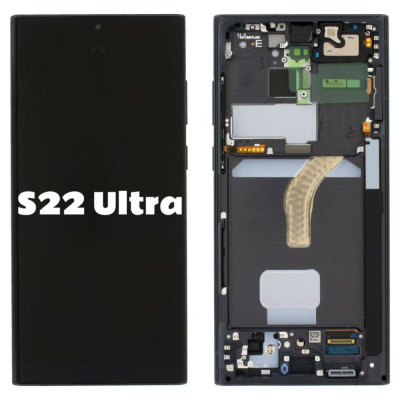 Pantalla Completa Original Servicepack Para Samsung S22 Ultra S908 Con Marco Negro