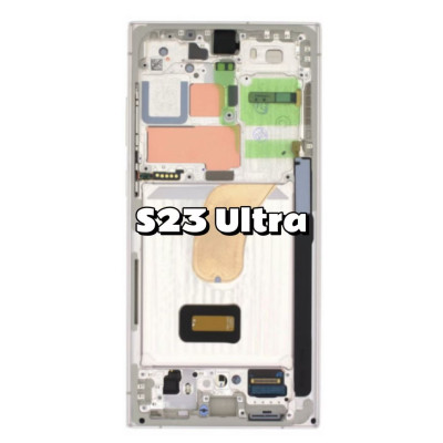 Pantalla Completa Original Servicepack Para Samsung S23 Ultra S918 Con Marco Blanco