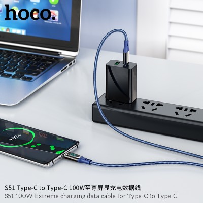 Hoco S51 Cable De Datos De Carga Extrema 100W Para Tipo C A Tipo C