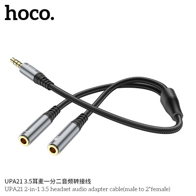 Hoco Upa21 Cable Adaptador De Audio Para Auriculares  2 En 1  3.5 (Macho A 2 * Hembra)