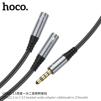 Hoco Upa21 Cable Adaptador De Audio Para Auriculares  2 En 1  3.5 (Macho A 2 * Hembra)