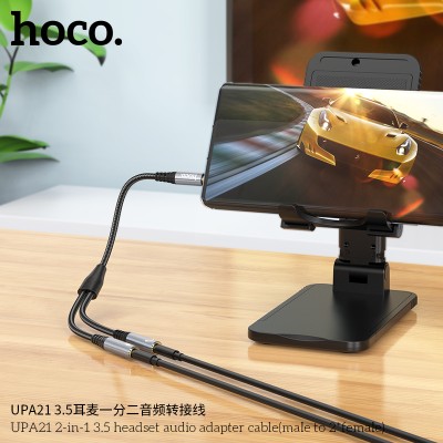 Hoco Upa21 Cable Adaptador De Audio Para Auriculares  2 En 1  3.5 (Macho A 2 * Hembra)