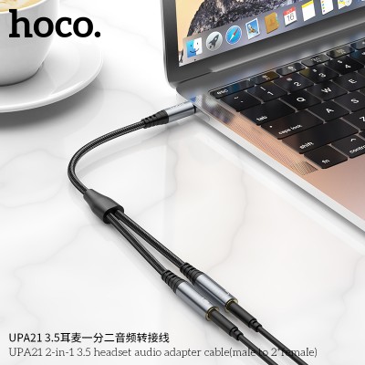 Hoco Upa21 Cable Adaptador De Audio Para Auriculares  2 En 1  3.5 (Macho A 2 * Hembra)