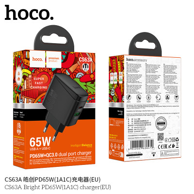Hoco. CS63A Cargador PD65W (1A1C) Hoco. CS63A Cargador PD65W (1A1C)