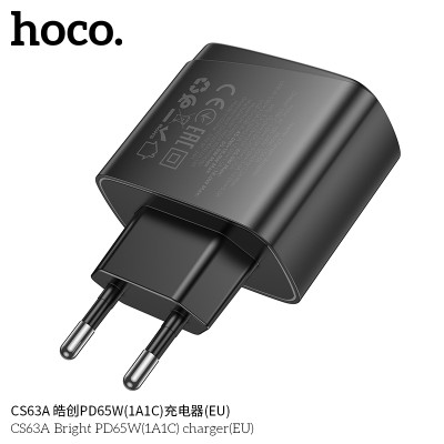 Hoco. CS63A Cargador PD65W (1A1C) Hoco. CS63A Cargador PD65W (1A1C)
