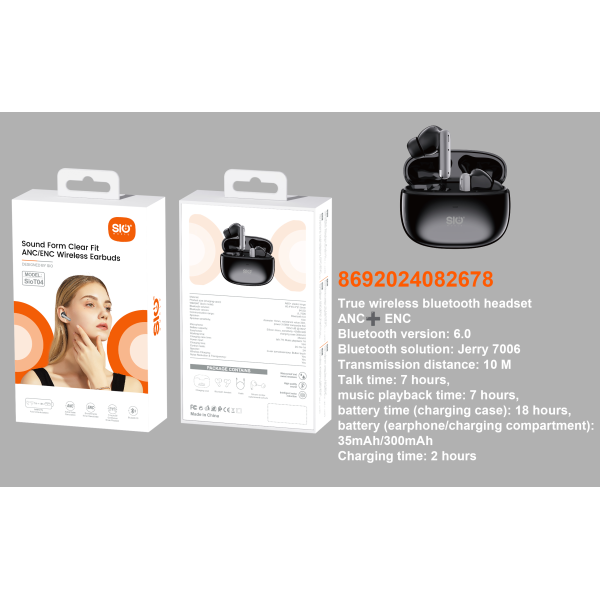 Sio T04 Auricular TWS BT 7h ANC+ENC