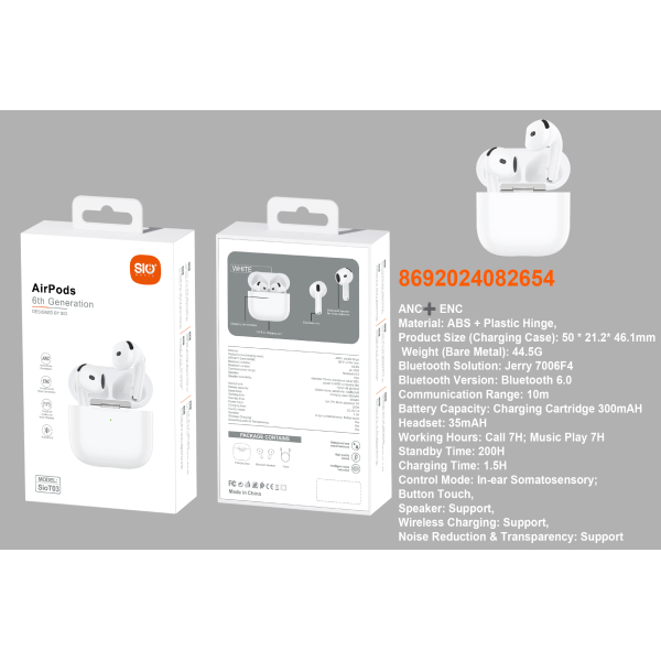 Sio. T03 Auriculares Inalambricos TWS 7h ANC+ENC