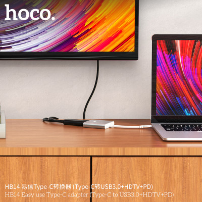 Hoco. HB14 Adaptador Type C 3iN1 (USB3.0+HDTV+PD) Hoco. HB14 Adaptador Type C 3iN1 (USB3.0+HDTV+PD)