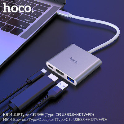 Hoco. HB14 Adaptador Type C 3iN1 (USB3.0+HDTV+PD) Hoco. HB14 Adaptador Type C 3iN1 (USB3.0+HDTV+PD)